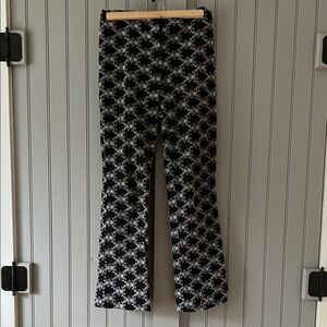 Cache Black and White Flare Pants with Geometric Pattern